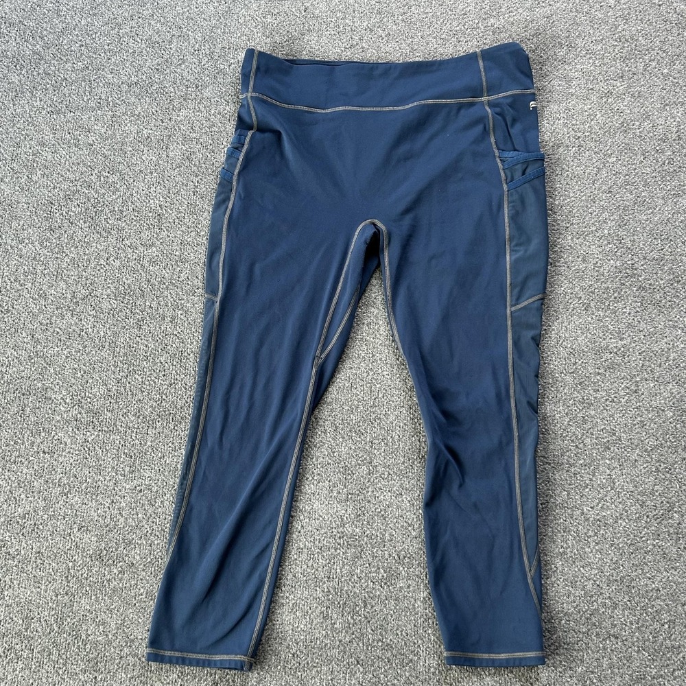 Fabletics Pants Womens XXL‎ Blue Motion365 High Rise Ankle Leggings Pockets Yoga